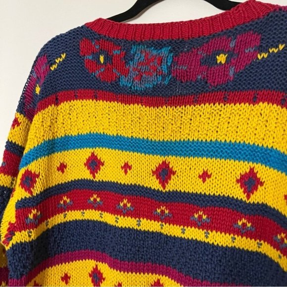 Vintage Cotton Ramie colourful knit oversized sweater - Picture 5 of 7